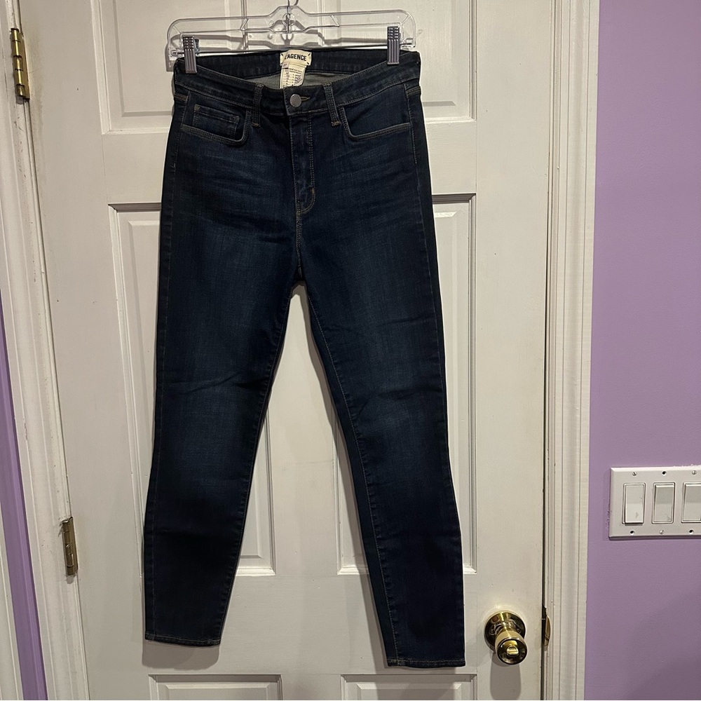 L’AGENCE Women’s Dark Wash Skinny Jeans – Size 27 | Premium Stretch Denim
